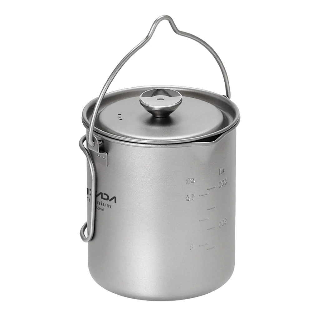 Lixada 750ml Titanium Coffee Cup Mug French Press Pot Coffee Maker Outdoor Camping Cooking Pot with Folding Titanium Spoon
