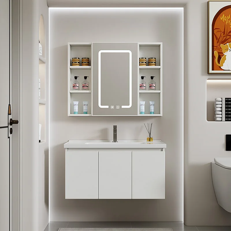 Smart mirror cabinet integrated basin wash honeycomb basin source aluminum bathroom cabinet moisture-proof waterproof ceramic