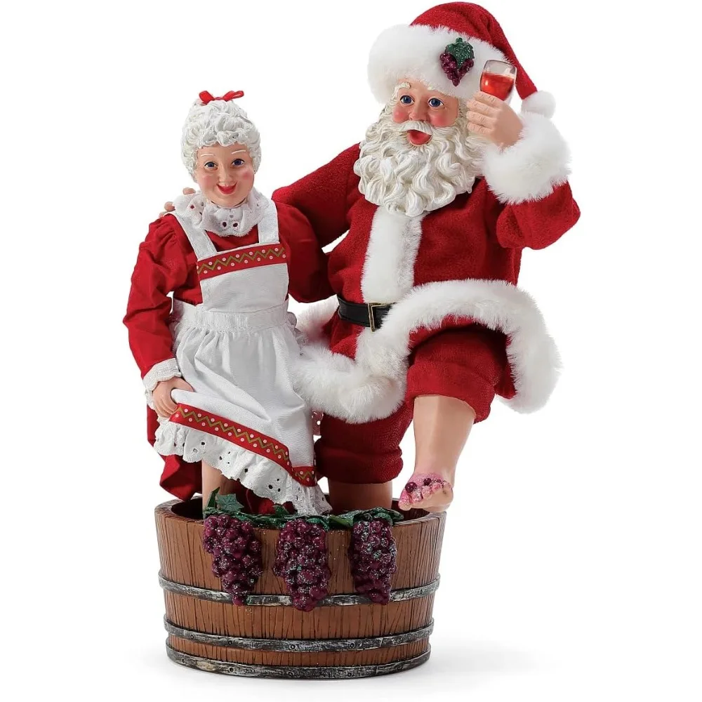 Dreams Style Bon Apetit Santa & Mrs. Claus Christmas Crush Wine Making Figurine, 10.5 Inch, Multicolor Figurines christmas decor