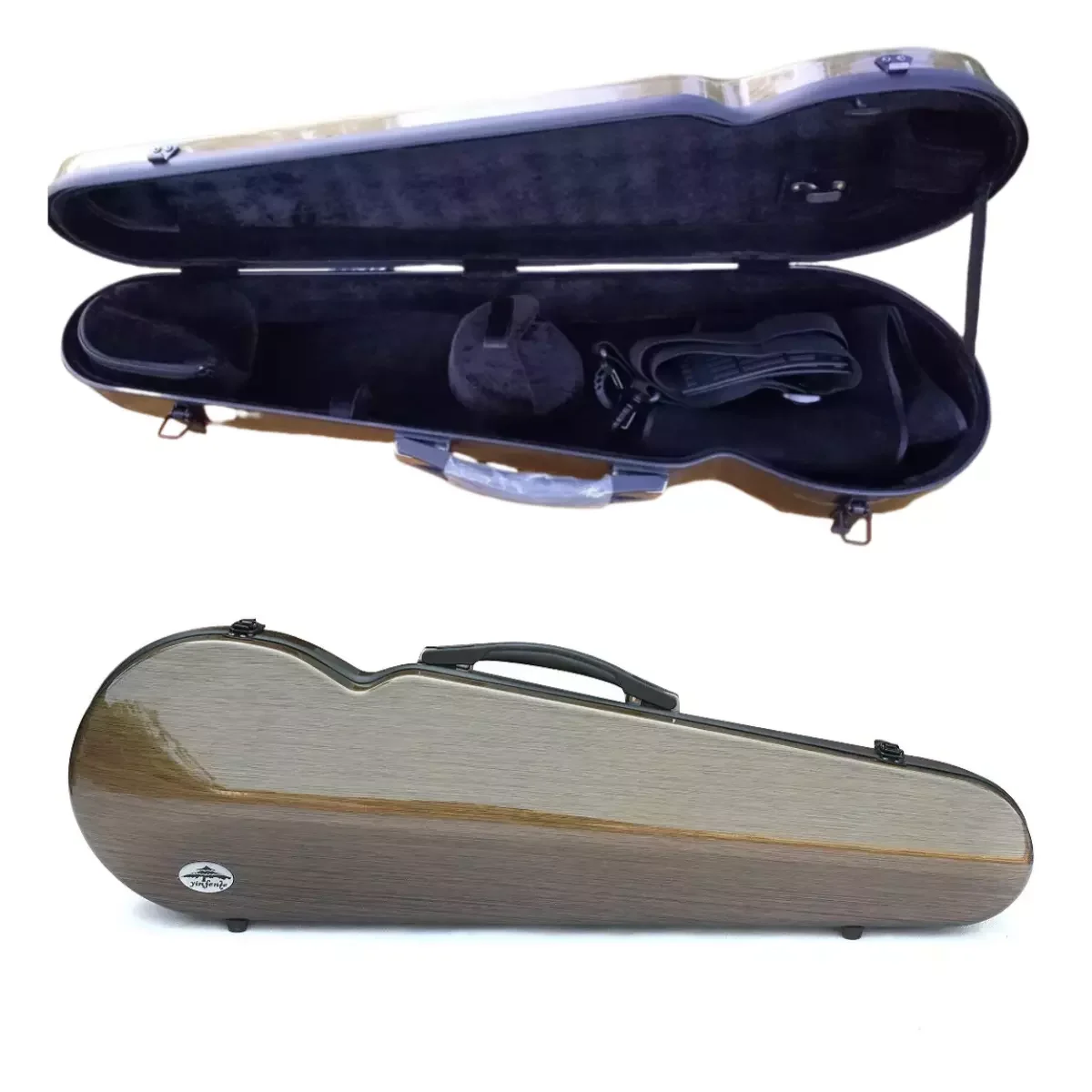

New Violin Case 4/4 Size Carbon Fiber Hard Shell Violin Box Straps Shoulder High Strength Strong Lightweight #US