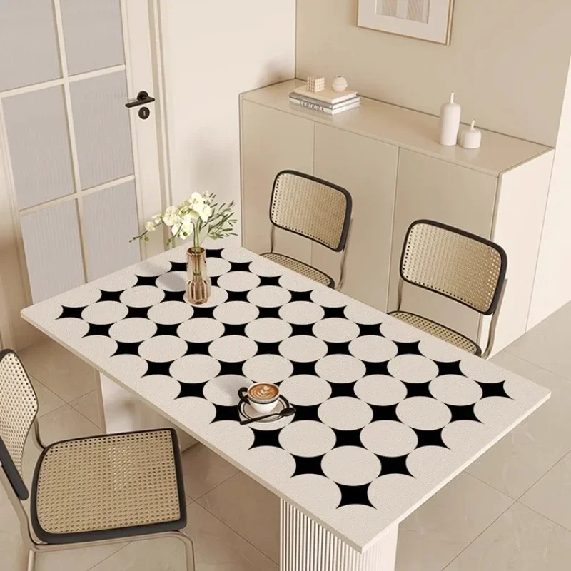 Light Luxury Black Dot Decoration Dining Table Mat PVC Waterproof Oil-proof Soft Mat Arbitrary Crop Coffee Table TV Cabinet Mat