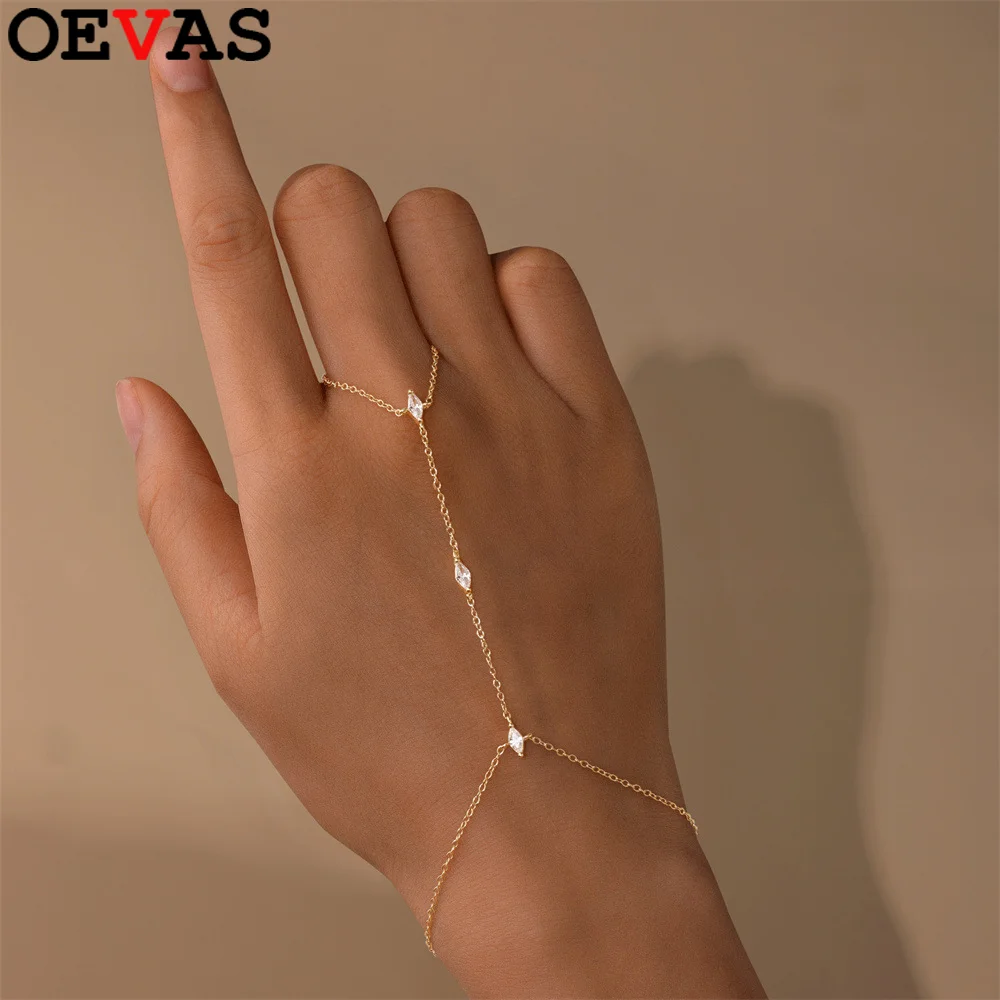 OEVAS Marquise Cut Moissanite Bracelets for Women S925 Silver Lab Diamonds Bracelets Fashion Ring Chain Fine Jewelry Wholesale