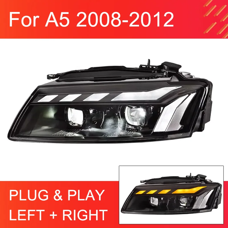 

1 Pair LED Upgrade Headlight for Audi A5 2008-2012 Headlights Plug and Play with LED DRL Dynamic Turning Upgrade Headlight