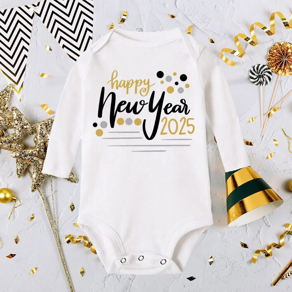 My 1st New Year Baby Boy Girl Long Sleeve Romper Fashion Casual Robe Ropa Newborn Baby Bodysuit New Year Holiday Best Gift