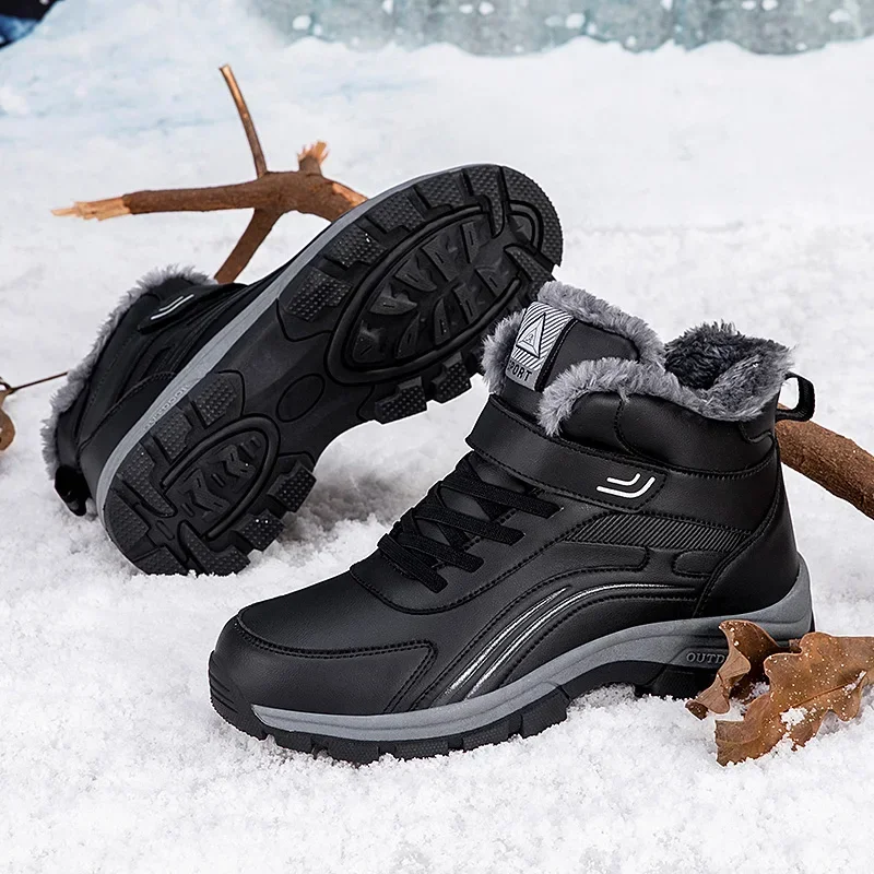 Chaussures de randonnée athlétiques de style luxe pour hommes, baskets thermiques en peluche, neige, escalade, montagne, chasse, forêt