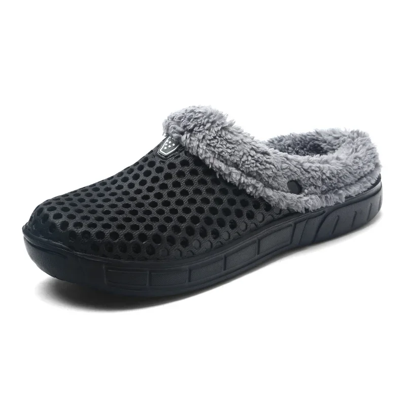 Men Fur Slippers  and Women Winter Slippers Warm Fuzzy Plush Garden Clogs Mules Slippers Home Indoor Couple Slippers Zapatos view 2