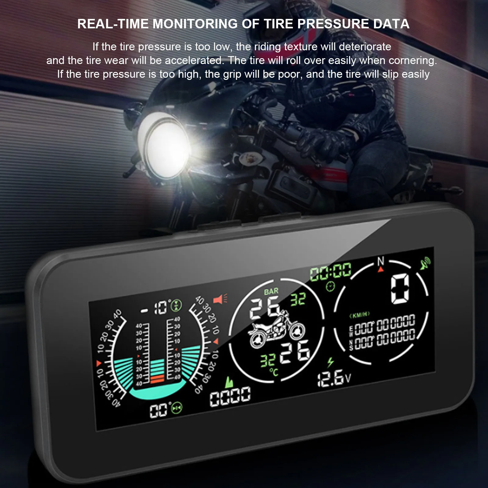 

HUD Motorcycle GPS Overspeed Warning Alarm Tire Pressure Monitor for Haulage Motor Speed Monitor