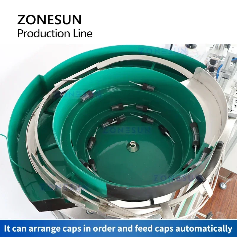 ZONESUN Linea di Imballaggio Bottiglia Automatica Olio Essenziale Spray Nebbia Riempimento Tappatura Etichettatrice Unscrambler Alimentatore ZS-FAL180D3