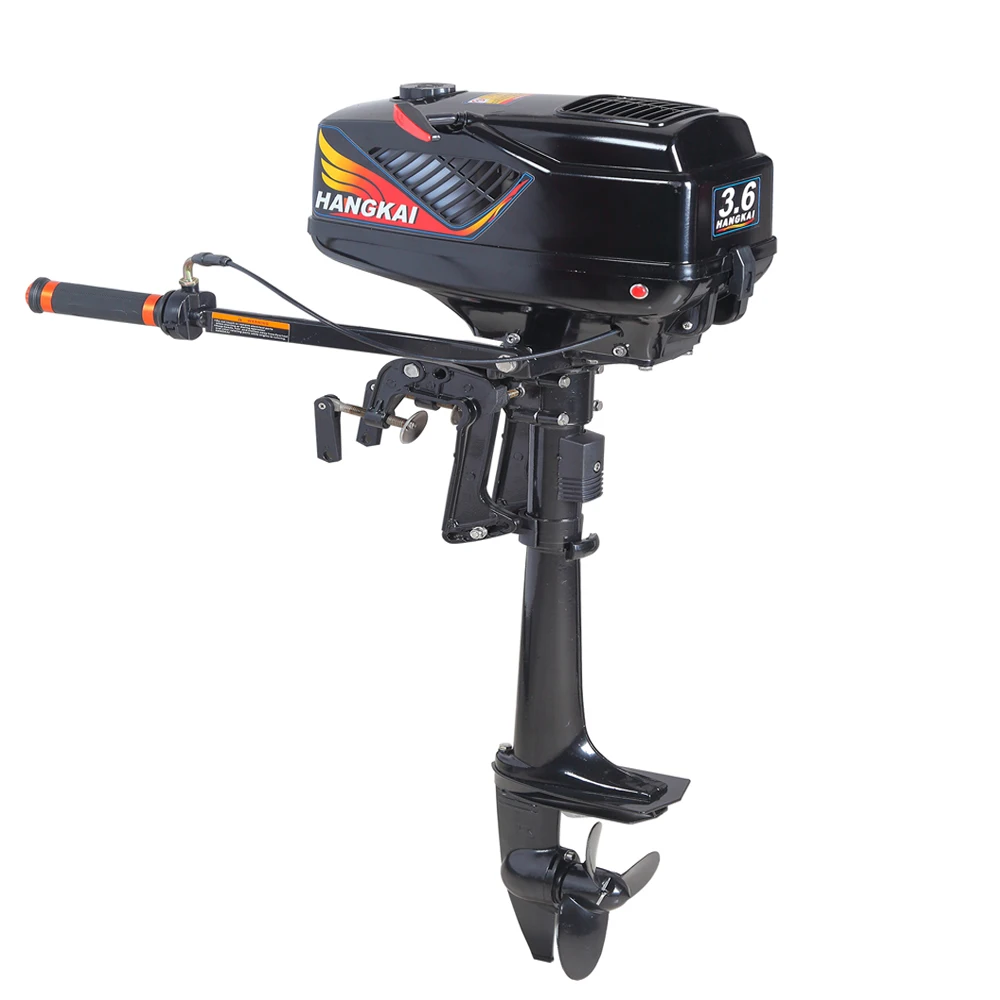 HANGKAI Outboard Motor, 2 Stroke 3.6HP Inflatable Fishing Boat Yacht Engine with Water Cooling System