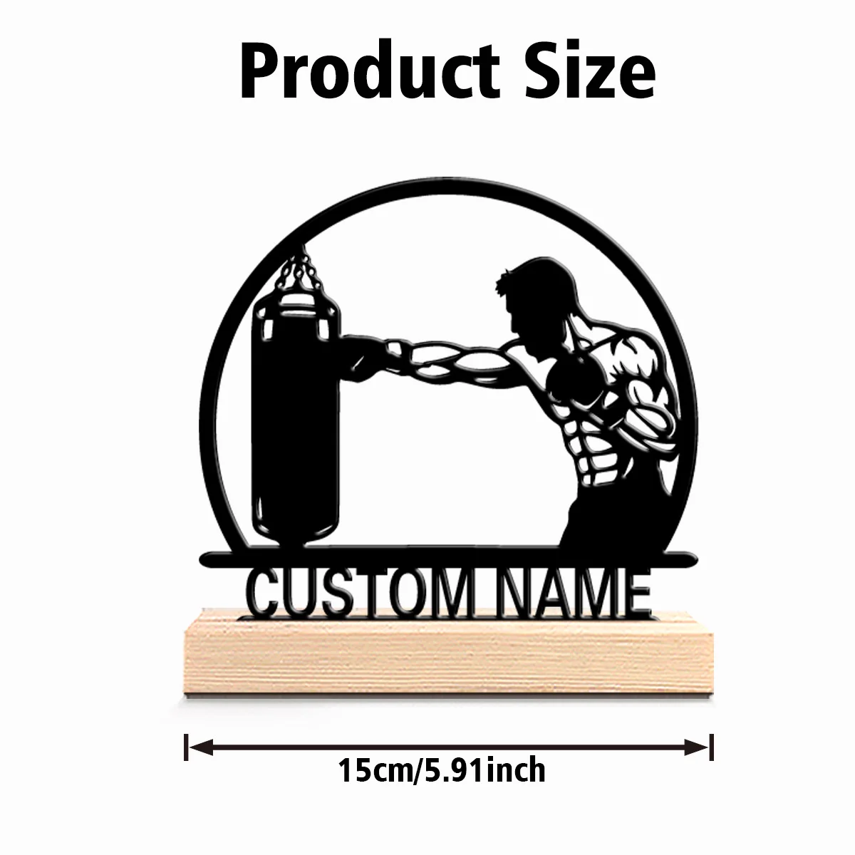 1pc Cute Personalized Custom boxing Wooden Base Wall Decor for Kitchen Dining Room Modern Rustic Home Style Gift decoration view 2