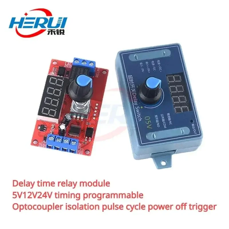 Delay time relay module 5V12V24V timing programmable Optocoupler isolation pulse cycle power off