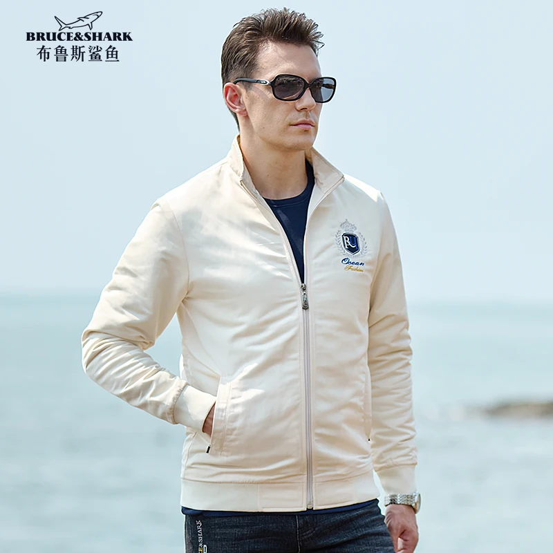 

Bruce&Shark 2023 Men‘s Jackets Thin cotton Liner Embroidery Spring Autumn Men's Coats Loose Fashion Casual Size M-4XL