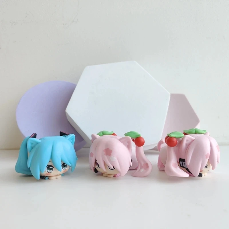 ฟิกเกอร์อะนิเมะ Hatsune Miku 6ชิ้นรุ่น Q น่ารักตุ๊กตาขยับแขนขาได้นอน Miku รูปไอดอลเสมือนจริงนักร้องรถยนต์/ห้องสะสมเครื่องประดับของเล่น