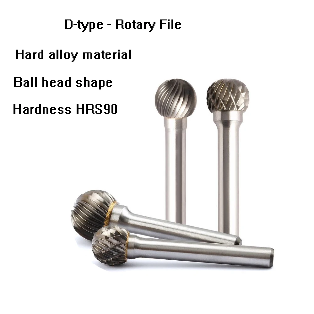 

1pc 3-16MM Tungsten Steel Grinding Head Carbide Rotary File D Type Spherical Single And Double Slot Cutter End Milling Cutter