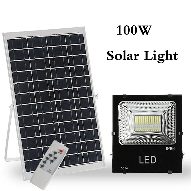 

Solar flood light 100W intelligent timing remote control outdoor waterproof road lighting garden light home solar wall lamp