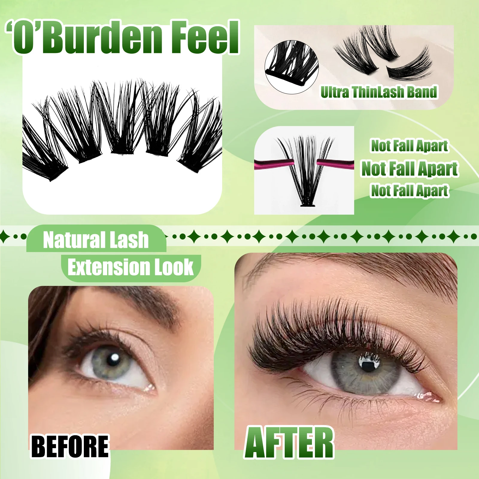280 Stück Wispy Lash Clusters 8-16mm D-Curl Einzelne Falsche Wimpern DIY Wimpernverlängerung Dünner Streifen Natürliches Volumen Cluster-Wimpern – Detail 5