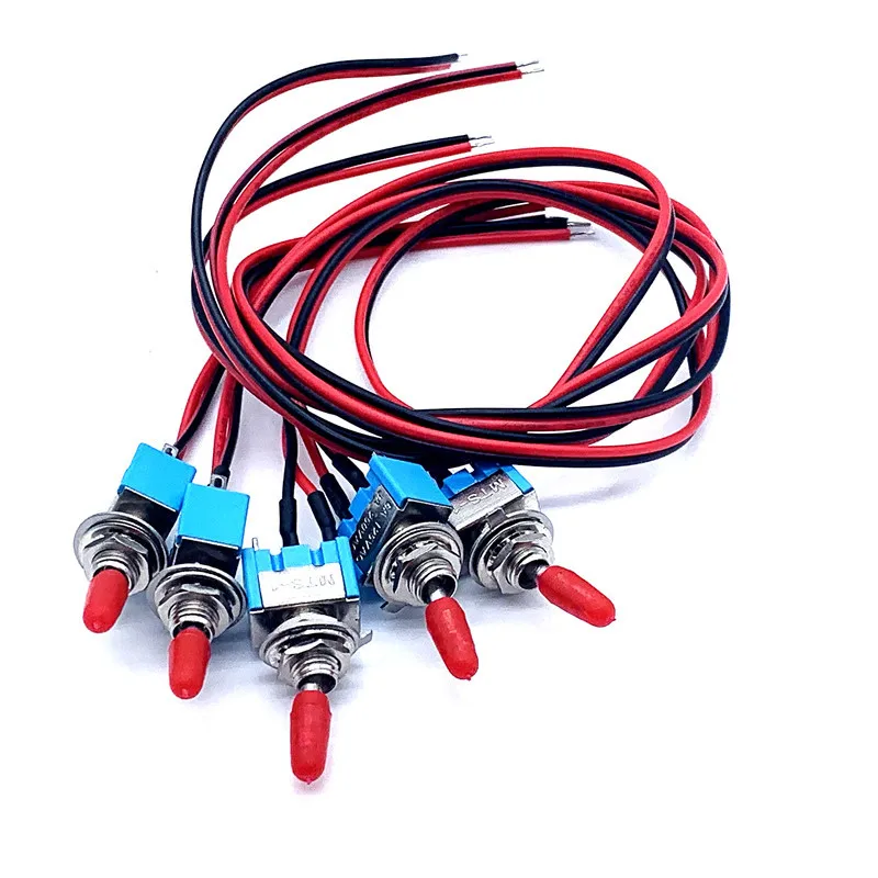 5Pcs 3 Pin Toggle Switch ON OFF SPST 3A 250V 6A 125V Mini Toggle Switch with Pre-soldered Wires for Truck Car