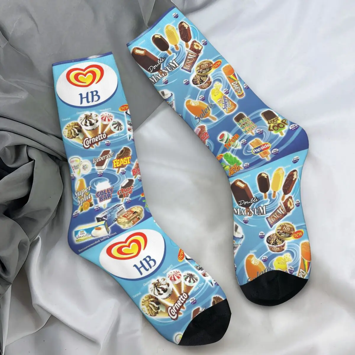 Women Men Socks Sweet Ice Cream British Stockings Winter Modern Medium Soft Socks Custom Cycling Anti-Slip Socks