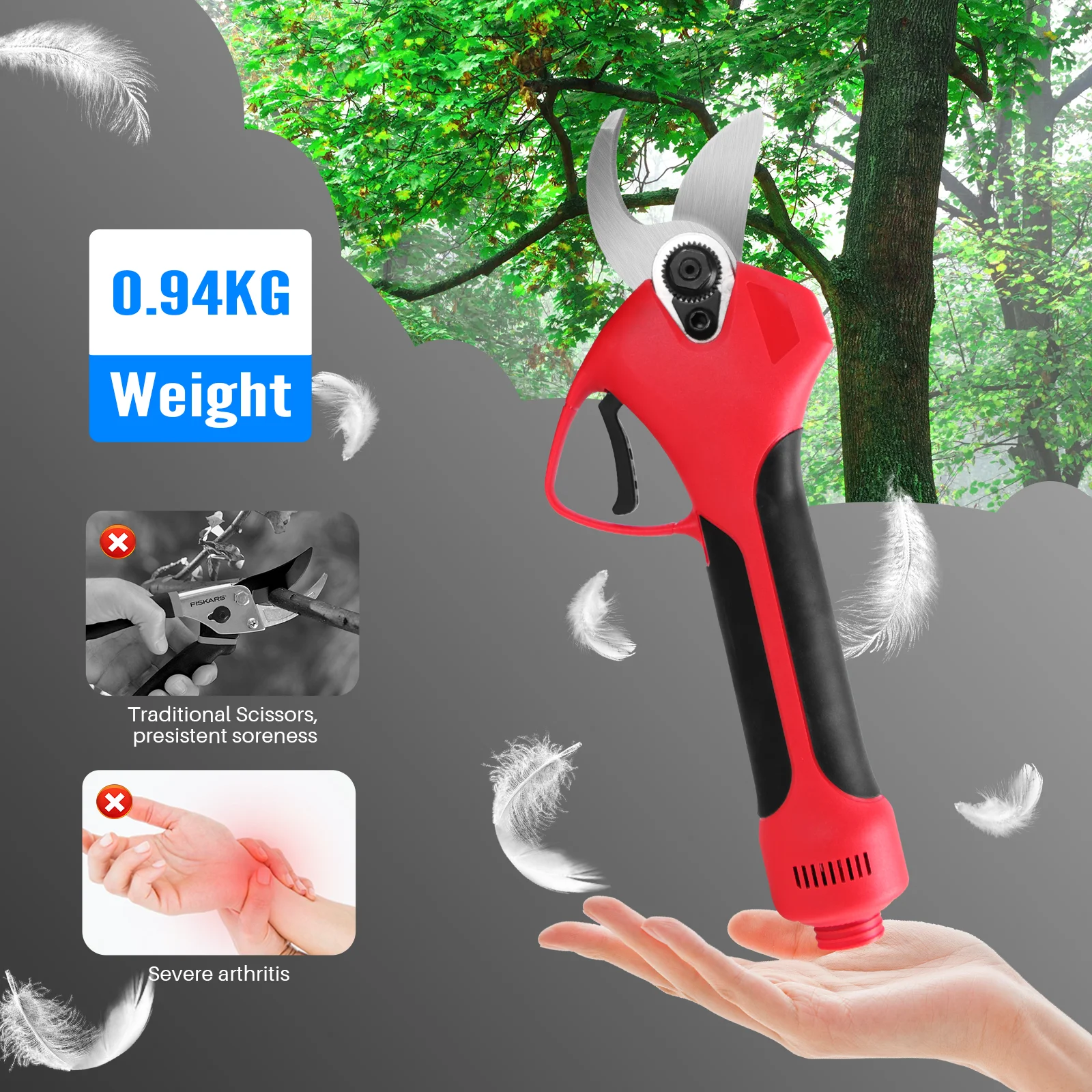 SWANSOFT Brushless Pruning Shear 2000W Cordless Battery Pruner Electric Scissors Garden Power Tool