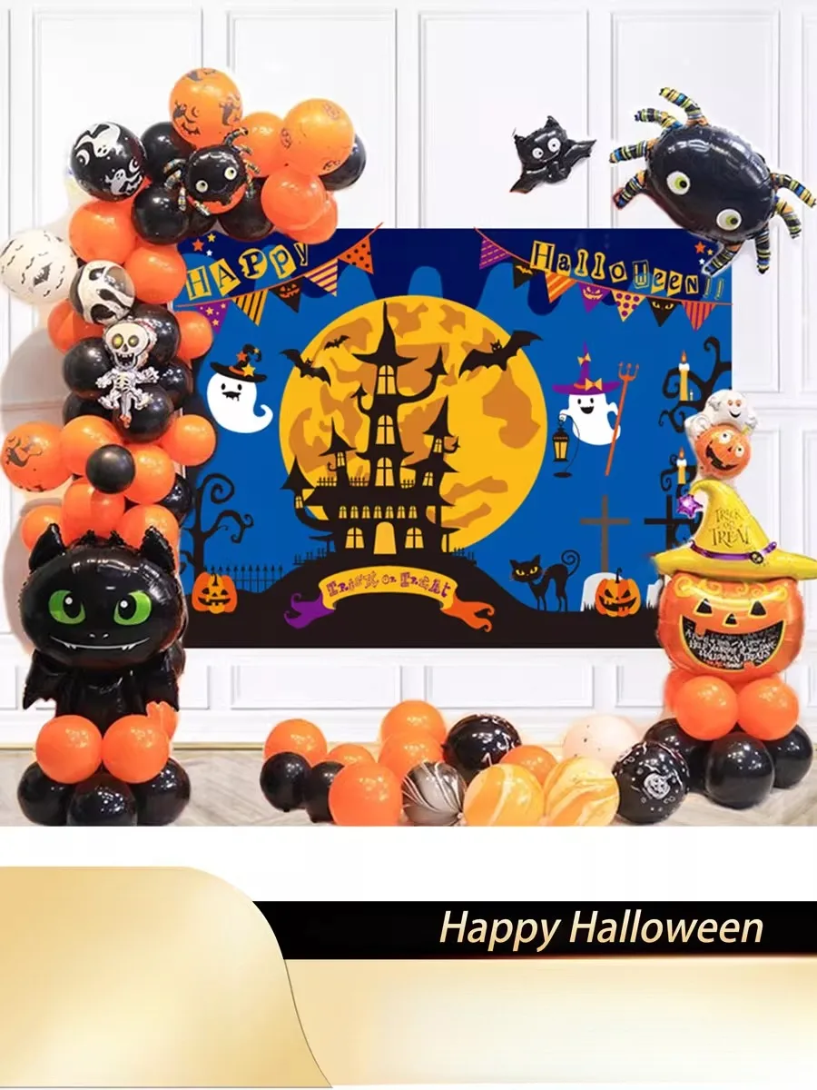 

Гобелен счастливого Хэллоуина, фон для украшения вечеринок, фотобудка, настенный подвесной фестиваль, события, домашний страшный декор, настенный гобелен