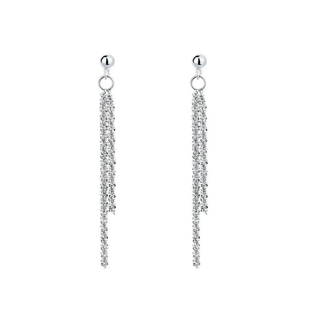 SUNIBI Stainless Steel Drop Earrings Women Silver Color Ear Line Long Tassel Earrings Temperament Jewelry Wholesale Dropshipping