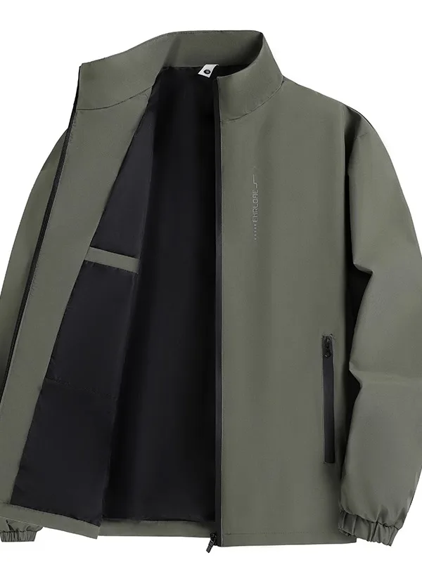 

Мужская повседневная куртка на весну-осень, свободного кроя, легкая, с воротником-стойкой, ветрозащитная, водонепроницаемая, из полиэстера, с длинными рукавами и молнией...