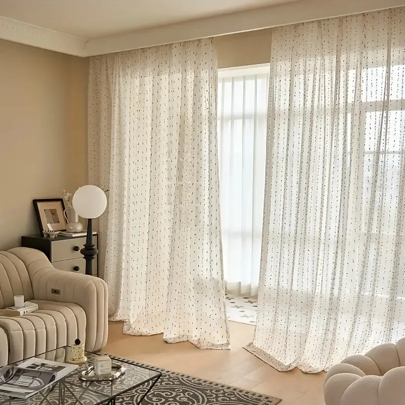 Colorful Jacquard Transparent Simple Luxury Custom Size Fashion Customized Window Curtains for Living Dining Room Bedroom Sheer