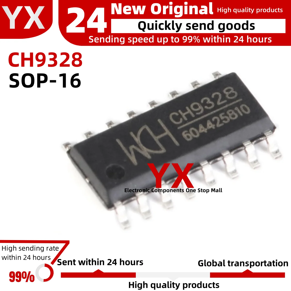 10PCS/LOT CH9328 SOP-16 Serial port to HID chip, USB IC chip New High Quality In Stock