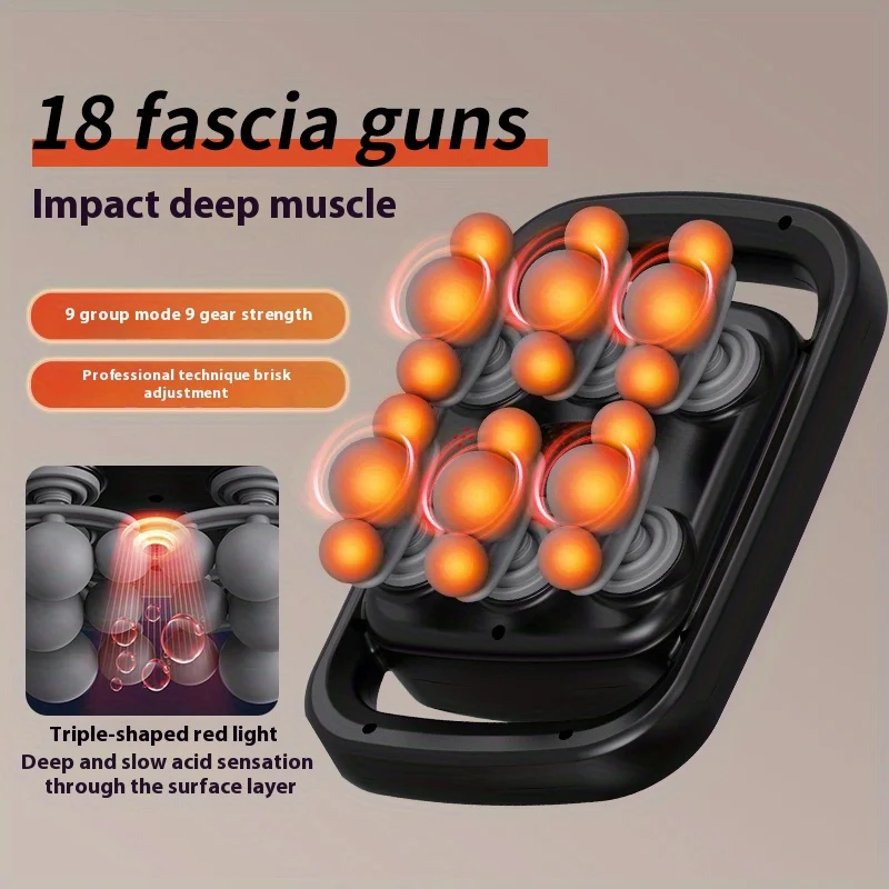 18-Head Massage Gun, USB Rechargeable, Full-Body & Neck, Fat Burning Tool, 2000mAh Battery, for Athletes & Home Use