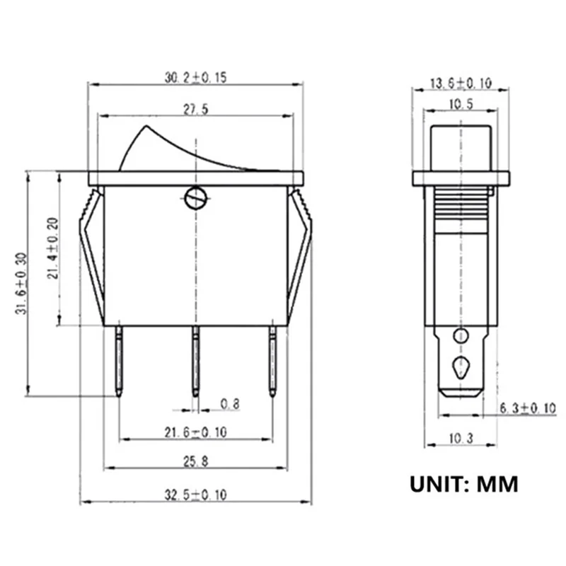 M18K-5Pcs Lighted Rocker Red On Off 3 Pin 2 Position Mini Boat Rocker Swtiches For Electric Fireplaces