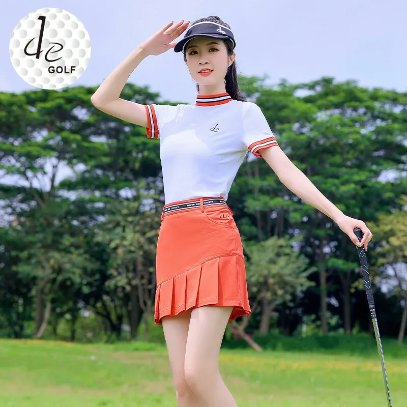 Golf Women's Summer Jersey Set High-End Slim White Sleeved Elastic Quick Drying T-Shirt Shorts Skirt