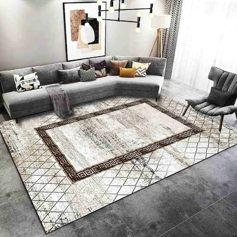 VIKAMA Gray White Persian Medallion Rug for Living Room Bedroom, Stain Resistant Non Slip Vintage Persian Area Rug Home Decor