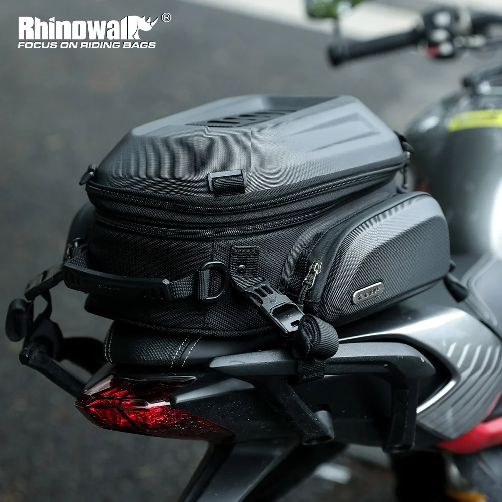 Sacoche de selle arrière pour moto Rhinowalk, sacoche de selle arrière imperméable améliorée, 12L-18L, extensible, coque rigide, sac à dos pour motard, sacoche pour ATV UTV