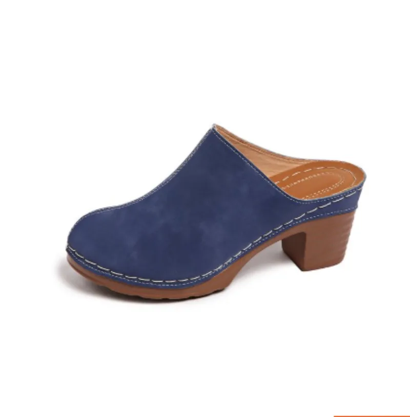 2026 Women High heels Closed Toe Wedge Vintage Sandals Ladies  New Summer Fashion Slippers Slides Women