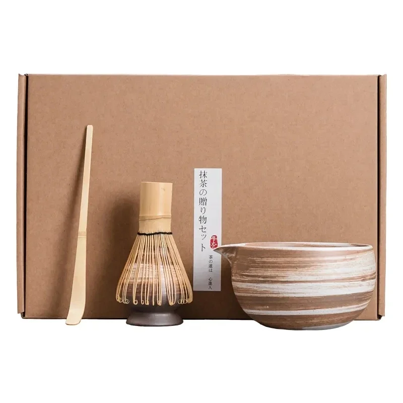 

4pcs/set traditional matcha giftset bamboo matcha scoop ceremic matcha bowl whisk holders japanese tea sets