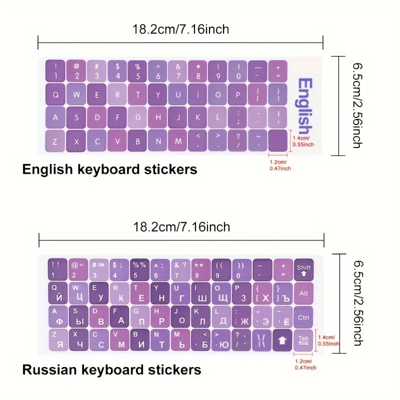 Notebook & Desktop English Keyboard Stickers – Purple-Colored Key Stickers, Scratch-Resistant, Dustproof Keyboard Protectors