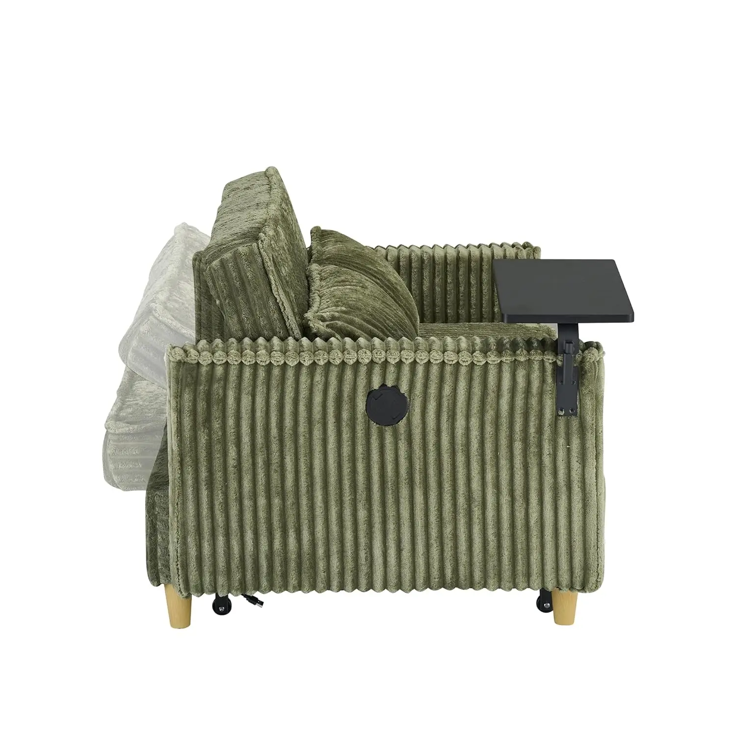 #Convertible Sleeper Loveseat Pull Out Bed Corduroy Side Table Living Room Apartment