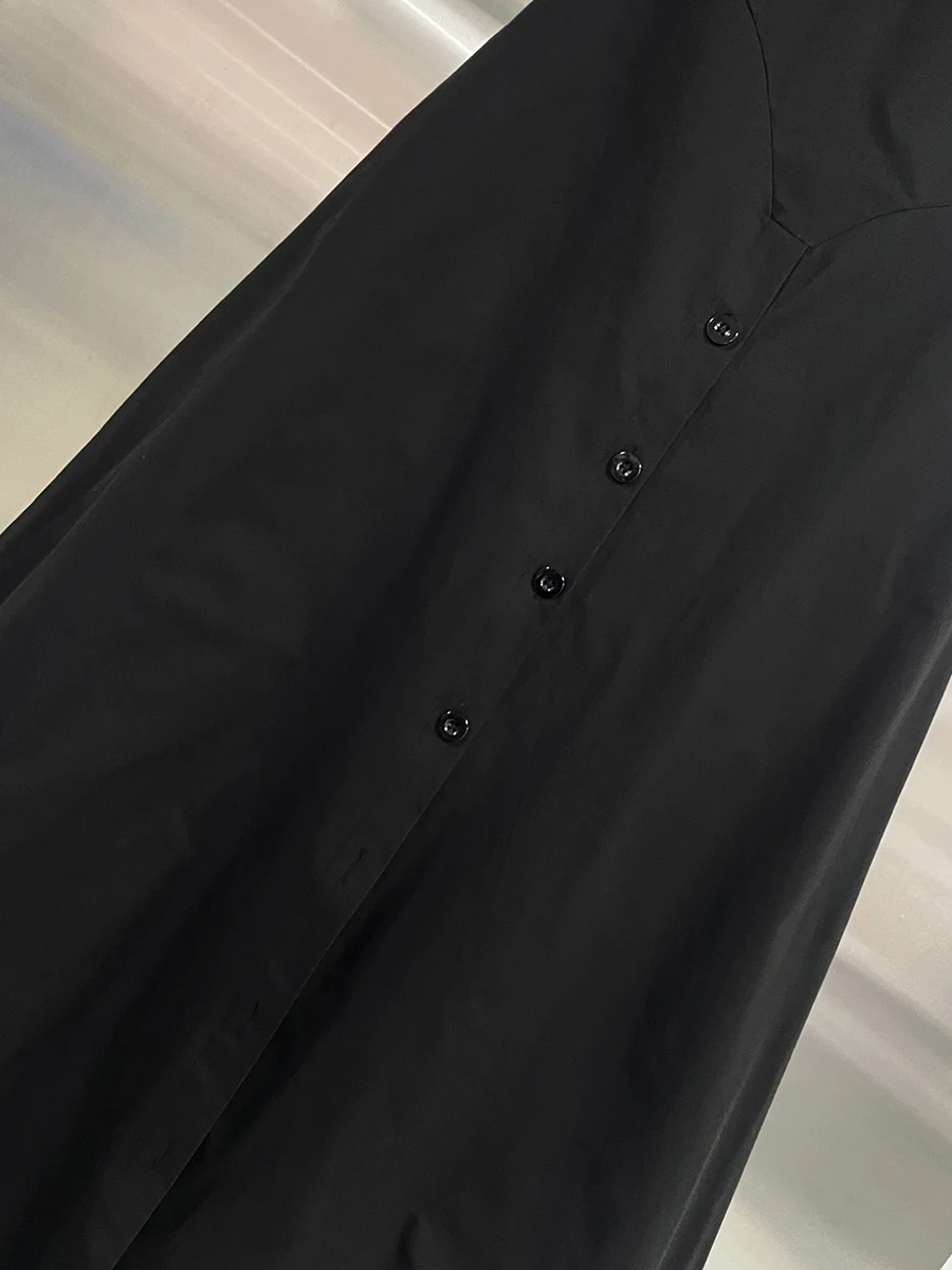 CHICEVER noir épissé simple boutonnage combinaison femme col carré sans manches tempérament élégant femmes combinaisons mode