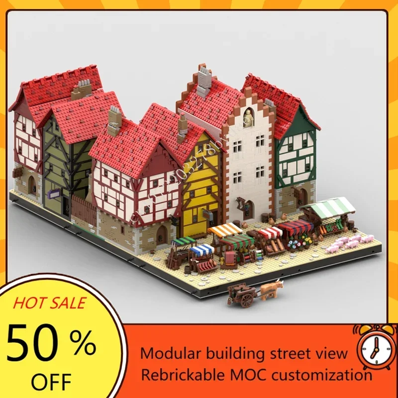 

9332 шт., метка города и рынка, MOC, креативная модель StreetView, головоломки, архитектура, сделай сам, сборка на день рождения, игрушки, Рождественский подарок