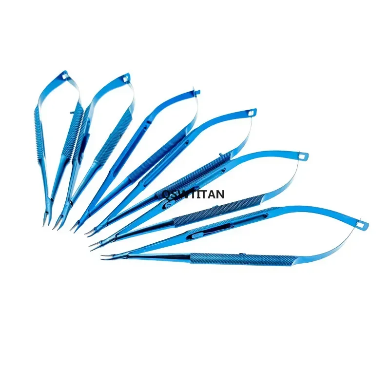 Titanium Ophthalmic Needle Holders Straight & Curved Tip Lock and Non-Lock Microsurgery Instruments