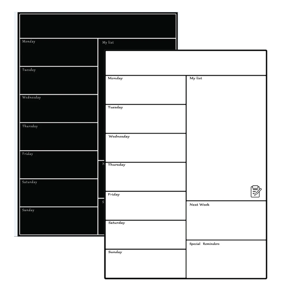 

2PCS Weekly Schedule Fridge Calendar Magnetic Planner Reusable Note Writing for Refrigerator Metal Memo Stickers