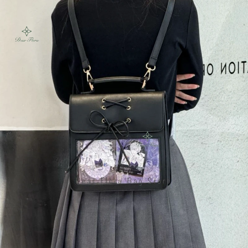 New Y2K Cute Ita Backpack Lolita Girl Transparent DIY Display Crossbody Bag Mini Handbag Bow Knapsack Sweet Fashion Shoulder Bag