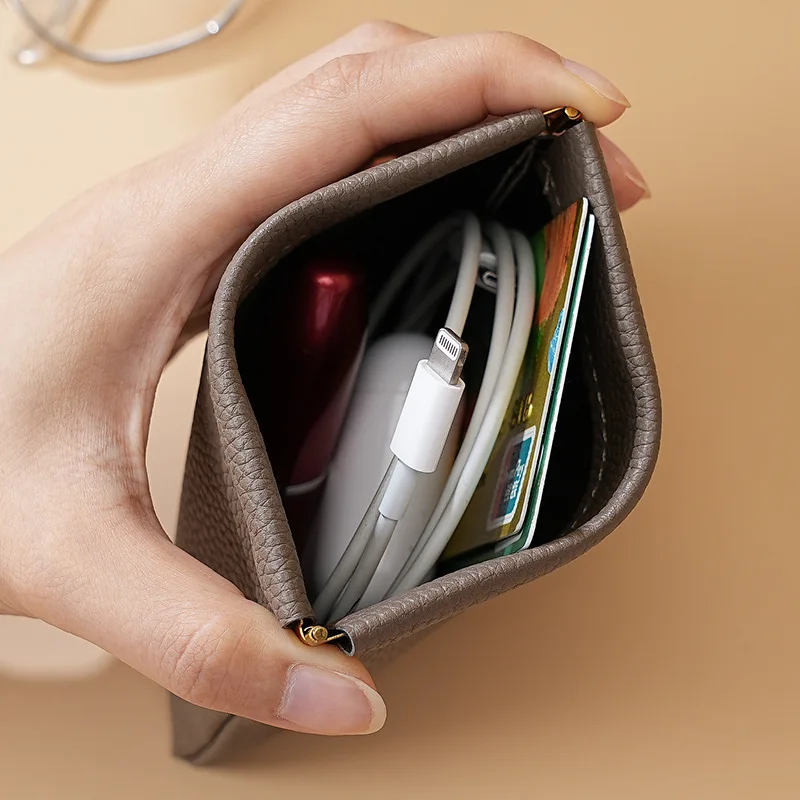 Simples batom maquiagem saco de armazenamento moda feminina portátil mini chave jóias organizador cosméticos bolsa bolsa pu pequenos sacos presente