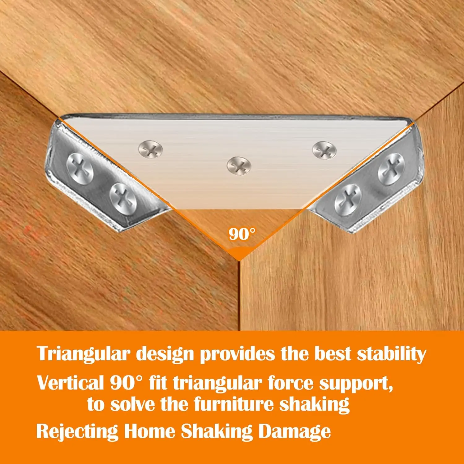 Universal Furniture Corner Connector Stainless Steel Corner Brace with Screws Cabinet Support Fixing Frame Angle Shelf Brackets