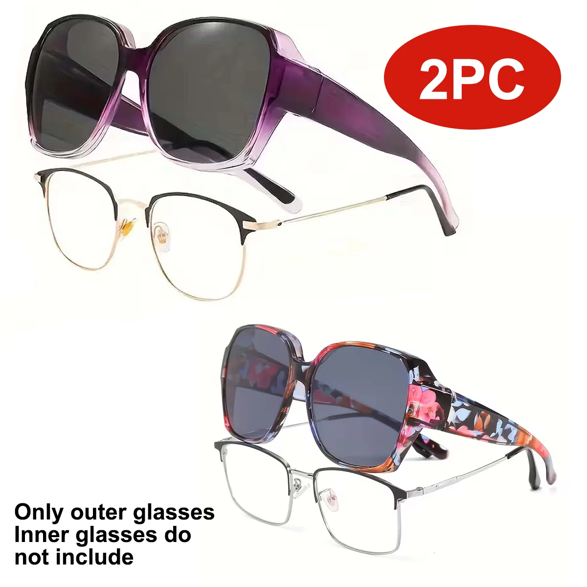 Überbrille-Sonnenbrille für Autofahrer, T01 Stylische Quadratische Modische Korrektions-Sonnenbrille mit UV400-Schutz – Detail 6