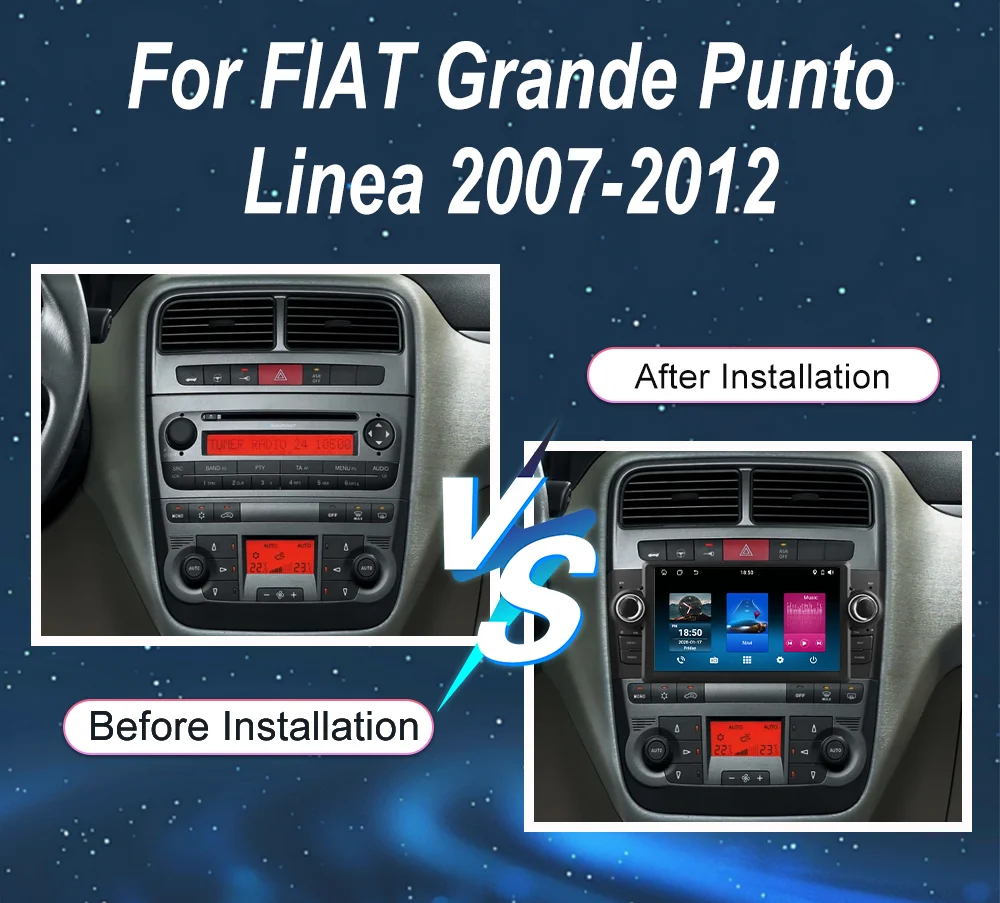 Android 16 Radio Stereo For FIAT Grande Punto Linea 2007 -2012 Auto GPS Navigation Multimedia Video Player Wireless Carplay 4G