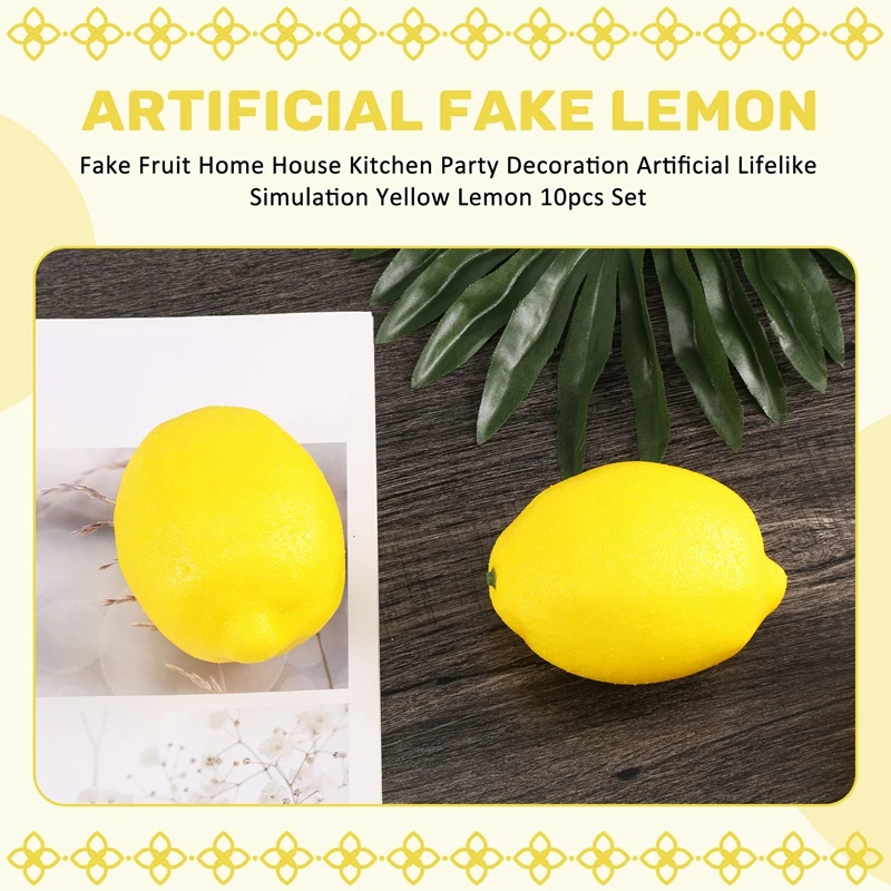 Buah Palsu Dekorasi Dapur Rumah Buatan Simulasi Manusia Hidup Lemon Kuning Set 10 Buah