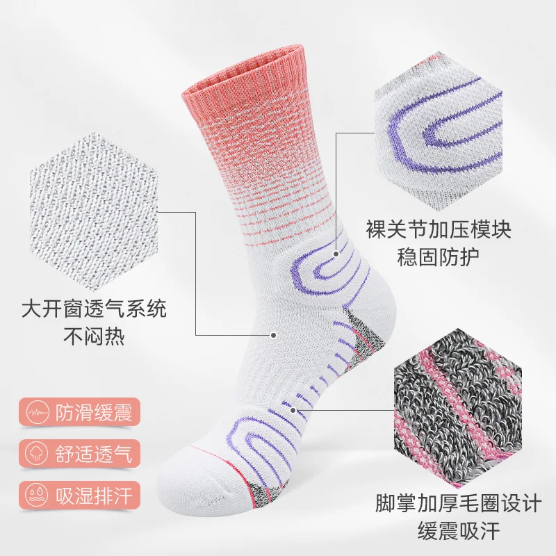 Autumn and winter basketball socks, men\'s mid length sweat absorbing sports socks, high top socks, children\'s towel bottom socks
