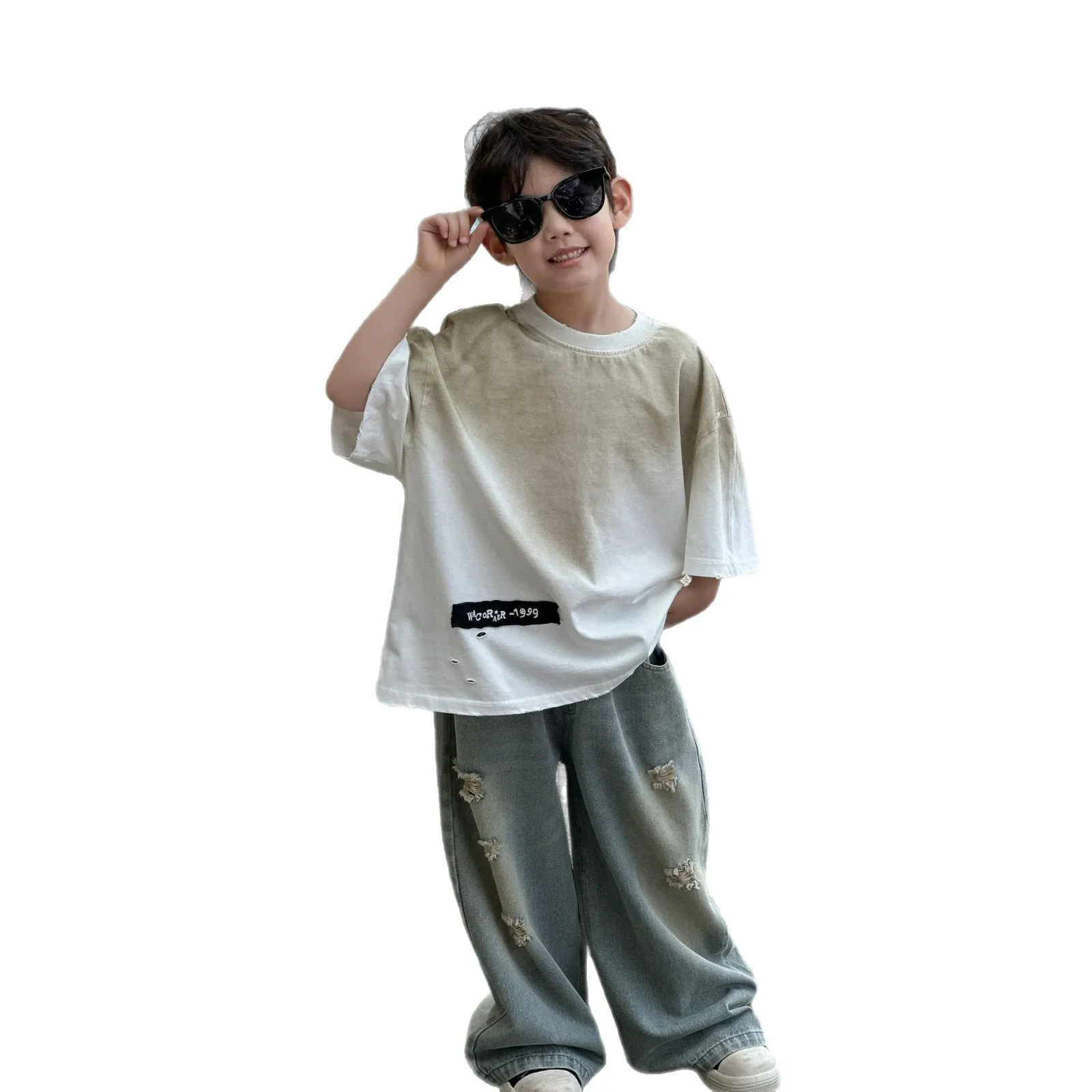 

Children's T-shirt Boys Short-sleeved Summer 2026 New Pure Cotton Summer Casual Medium-sleeved Medium and Small Children's Thin