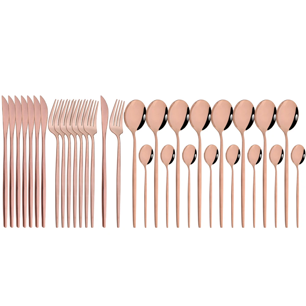 

Drmfiy Rose 32 комплект столовых приборов набор зеркальной столовой посуды нож вилка ложка столовые приборы из нержавеющей стали